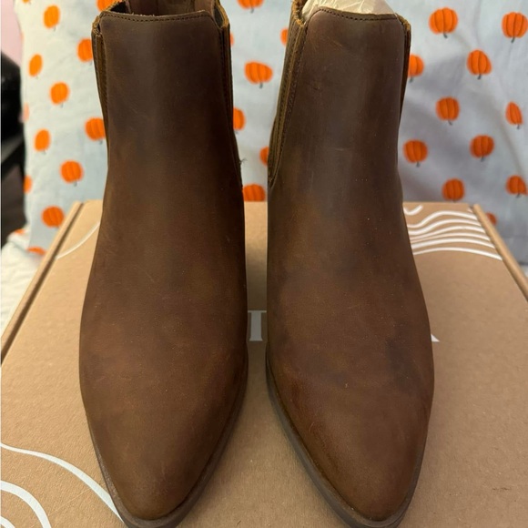 PLG Patina Brown Leather Cowboy Ankle Boots - Picture 1 of 8